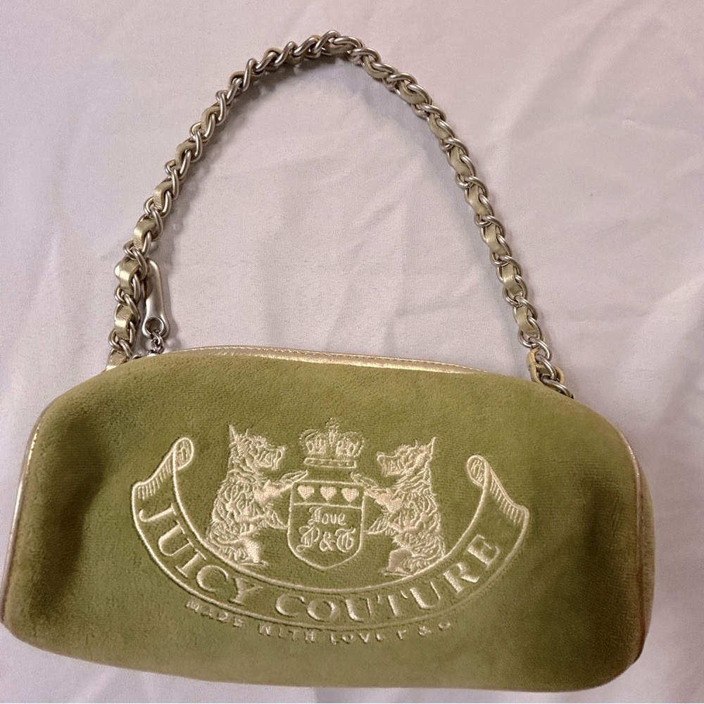 Juicy Couture Bag Purse Authentic Vintage Green Pink Barrel Scottie Tootsie Roll